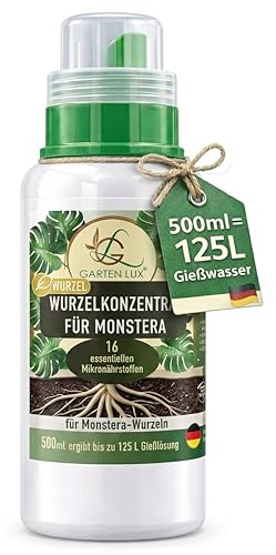 Garten Lux BIO Engrais Concentré Monstera – Soin des Racines par l’Arrosage – 500 ml = 125 L – 4 ml/L – 16 Micronutriments