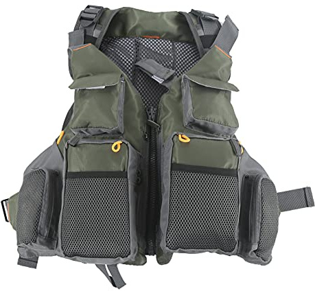 Gilet da Pesca in Nylon, Multi Tasche, Con Pad Galleggiante, Taglia Regolabile - Comodo E Resistente, Ideale Per Pesca E Attività Acquatiche