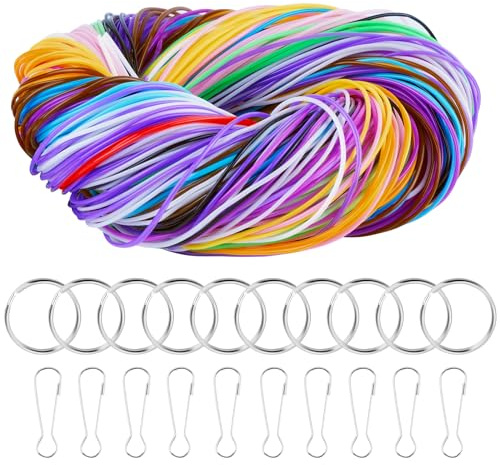 Domkan 200 Pezzi Scooby Doo Fili, Fili per Scooby Doo 20 Colori, Scubidu con Portachiavi e Gancio, Scubidu di Tutti i Colori Kit per Creare Braccialetti, Collane, Portachiavi
