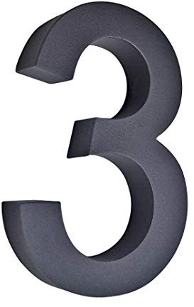 3D Hausnummer 3 schwarz Edelstahl V2A Höhe 20cm rostfrei witterungsbeständig inkl. Montagematerial erhältlich 0 1 2 3 4 5 6 7 8 9 a b c d