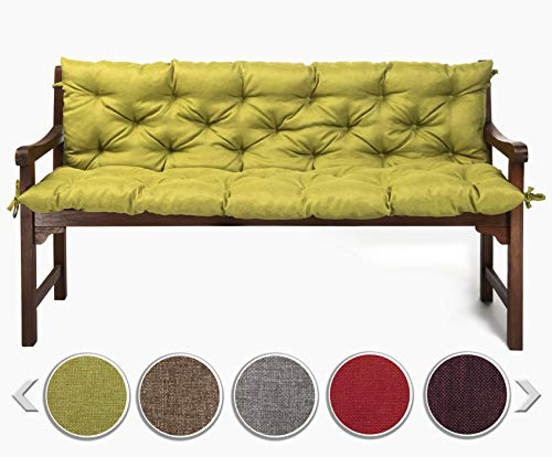 sunnypillow Cuscino per Panca da Esterno e Interno - 110 x 50 x 50 cm - Cuscini per Altalena, Balcone - Panchina da Giardino per Sedia - Seduta e Schienale per Mobili da Giardino - Verde