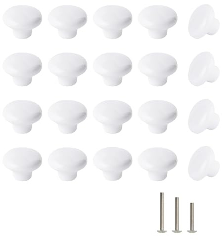 ShipeeKin Lot de 20 bouton de meuble Boutons En Céramique Blanc