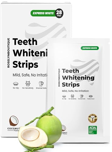 Whitening Strips Care Enamel Safe Natural Teeth Whitener Kit for Men Women (28 Strips, Coconut)