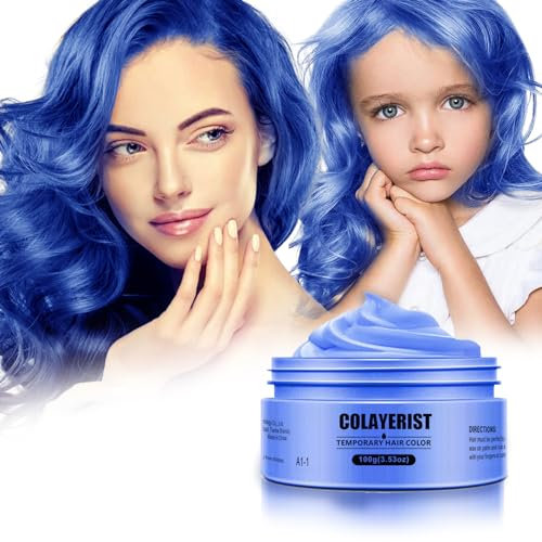 COLAYERIST Blue Temporary Hair Dye Wax Washable,Temporary Hair Colour Spray for kids, Hair Makeup Paint Wax for Parties or Cosplay, Hair Coloring Products No Messy