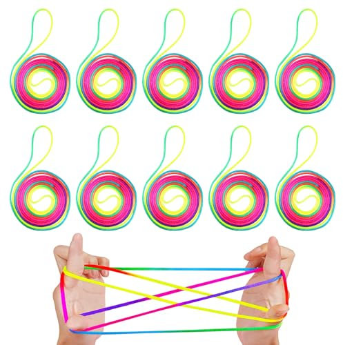 10 Stück Fingertwist,Länge 160 cm Fadenspiel,Fingerspiele Kinder,Gummitwist,Gummi Twist Spiel ideal Als Kleine Geschenke, Mitgebsel und für Den Schulhof