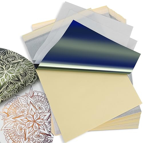 55 Sheet Tattoo Transfer Paper, Thermal Stencil Paper for Tattooing Transfer Kit, 4 Layers A4 Size DIY Tattoo Tracing Supplies