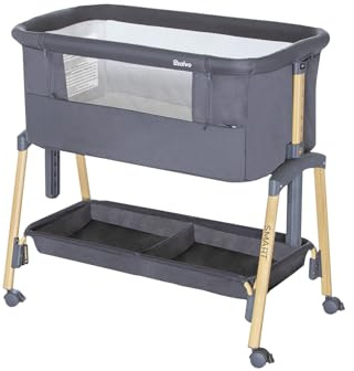 Asalvo Smart Minicuna Colecho Bebé 2 en 1 – Cuna Colecho con 7 Alturas Regulables, Inclinación Antirreflujo, Ruedas con Freno, Colchón Incluido, Laterales Transpirables, Cuna Bebé Recién Nacido