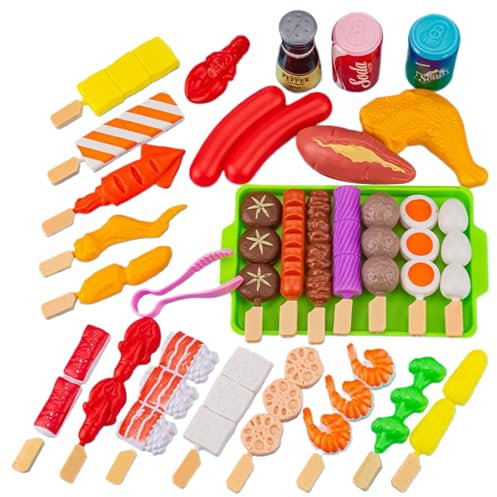 PSFDEWT Kids Grill Playset, 29pcs/Set Plastic Kids BBQ Grill Playset, realistisches Spiel Essen, frühe lehrreich interaktive gefälschte Food -Spielzeuge für Jungen Mädchen, Kinder Grill Playset
