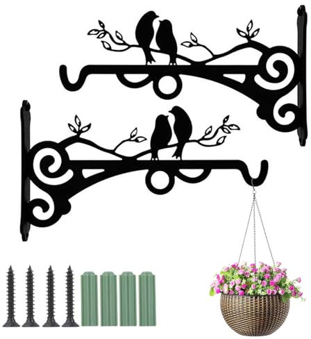XWUX Lot de 2 Suspension Plante, Crochet Mural de 20 CM, Suspension Plante Exterieur pour Pot de Fleur Suspendu, Nichoir, Lanterne, Carillon éOlien, Applique Murale