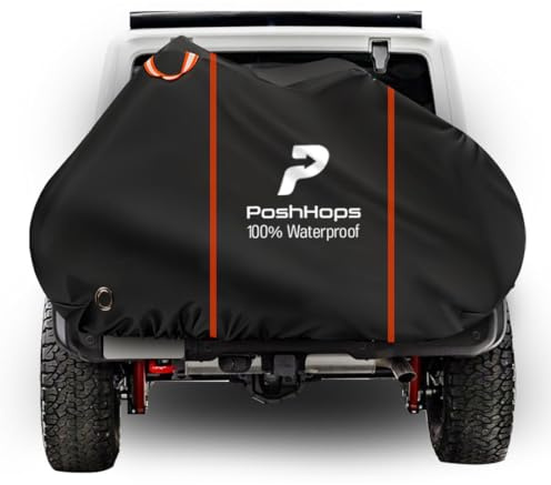 Poshhops 600D Outdoor Bicycle Cover for 2 Bikes - Accident Proof Reflective Design, Bike-Covers for Outside Storage - Bike Rain Cover for Rack Transport