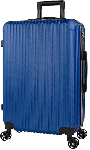 ITACA - Valigia Da Stiva Rigida - Trolley Grande Con Ruote, Valigia 23kg Per Viaggi, Trolley Da Stiva Resistente. Lucchetto a Combinazione, Blu