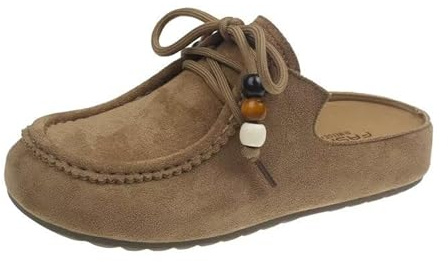 SincereWay Femmes Lace Up Liège Suede Mules Semelle Plate-Forme Pu Cuir Clogs