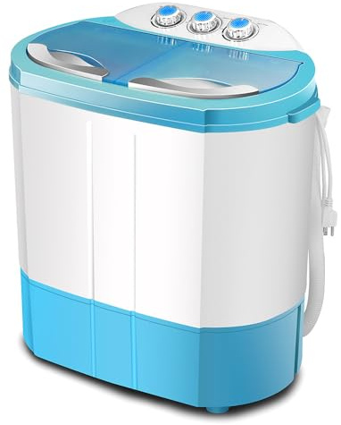 Twin Tub Washing Machine, 2-in-1 Portable Washer and Spinner,Compact Mini Washing Machine with Drain Pump,Timer Control & Spin Dry for Apartments, Dorms, RV