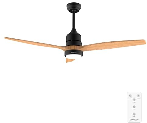 Cecotec Takfläkt med ljus och fjärrkontroll 52 tum EnergySilence Aero 5230 Black&LightWood. DC 40 W, 3 blad, LED, justerbar höjd, timer, 6 hastigheter, vinter/sommarläge