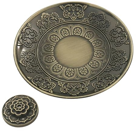 Soporte para Incienso con Diseño Tallado de Cinco Agujeros, Quemador de Incienso de Aleación con Placa Colectora de Cenizas para Varillas y Conos, Ideal para Meditación Yoga y Decoración del Hogar