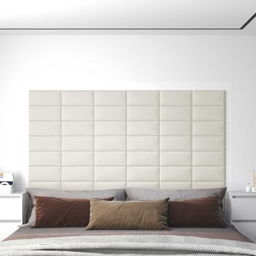 LoogCape Vägghuvuddel 12 stycken krämfärgade sammet väggkuddar vadderade rektangulära 30 x 15 cm sovrum dekoration stoppning överdrag vägginstallation tillbehör sänghuvud