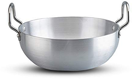 Aluminium Kadai,Size No-13,Big Kadai,Induction Base Kadai,Kadhai,Aluminium Kadai,Aluminum Indian Kadai,Frying Pan,Color-Silver