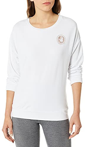 Body Glove Active Women's Cammy Long Sleeve Crewneck Activewear Top Sweater, White, Small