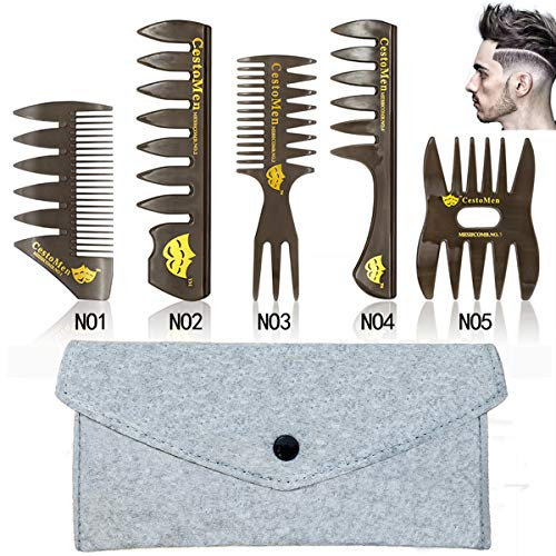 Amelar Haarkamm, 5PCS Professioneller Hitzebeständiger Antistatischer Styling Kamm, Männer Multifunktionaler Kamm Set, Hair Comb für Männer und Frauen mit Verschiedenen Arten von Haaren