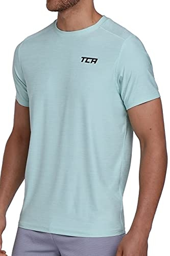 TCA Galaxy 4D-Stretch Mens Gym, Running, Training T Shirt - Gym Tops for Men, Running Top Men, Lightweight Breathable Moisture Wicking Quick Dry Tshirt| - Bay, M