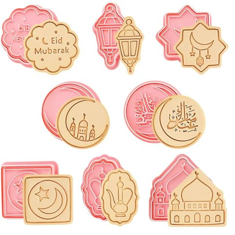 8 stycken Eid Mubarak Cookie Cutter, silikon tårta bakning verktyg, ramadan, islamisk muslimsk, gör-det-själv fondant tårta bakning verktyg Eid Mubarak, partydekor
