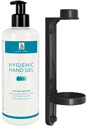 Handhygiene Gel mit Aloe Vera, 300ml Desinfektionsgel, Handdesinfektion mit Spenderpumpe und Wandhalterung, Desinfektionsmittel mit antiseptische und antibakterielle Wirkung