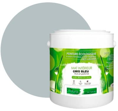 BOX DECO COULEURS Peinture murale naturelle écologique aspect mat intérieur Natura - 2,5L, Gris Bleu
