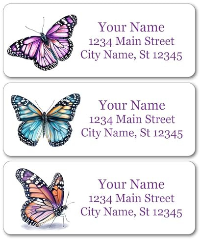 Personalized Return Address Labels - Beautiful Butterflies - 60-1000 Custom Self-Adhesive Stickers