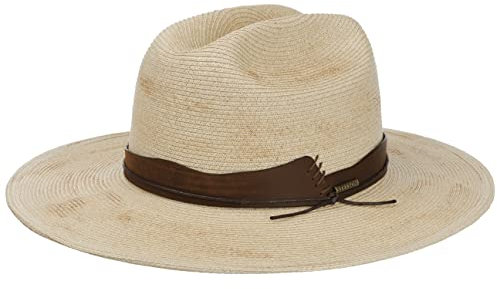 Stetson Cattleman Western Toyo Strohhut - Unifarbener Hut - Garniturband aus Leder - Cowboy Stil - UV-Schutz 40+ - Herren - Frühjahr/Sommer Natur M (56-57 cm)
