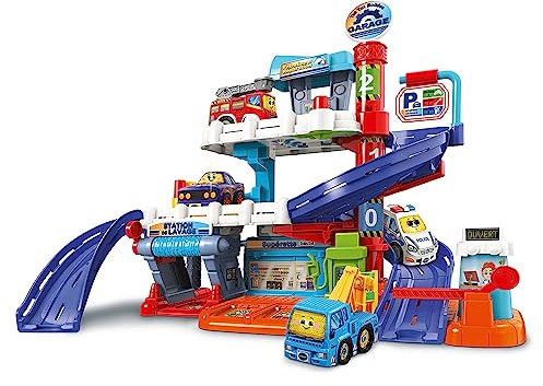 VTech - TUT TUT Bolides Serie Pro, Maxi Garage interaktiv mit Auto Iris zu Ihrem Service, 6 magische Zonen, Geschenk für Kinder von 2 bis 6 Jahren – Inhalt auf Französisch