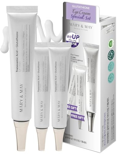 Mary&May Crema Contorno Occhi all’Acido Tranexamico (TXA) + Glutatione | Occhiaie e iperpigmentazione | Con niacinamide e vitamina C | Cura di rughe | Skincare coreana, 30 g + mini 12ml