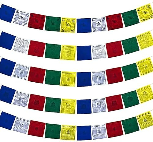 Tibetische Gebetsfahnen 5er Set - 20x20x210cm