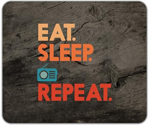 Shopagift Eat Sleep Radio Mouse Mat Pad Broadcasting Broadcast Station 24cm x 19cm