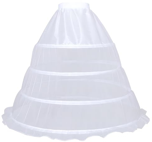 YULUOSHA Petticoat 4 Reifrock Unterröcke Reifrock Damen Rockabilly A Linie bodenlang für Hochzeit Brautkleid Abendlieid Weiß (DE/NL/SE/PL, Alphanumerisch, Einheitsgröße, Regular, Regular, A-weiß)