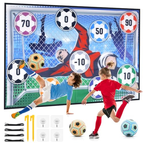 YIMORE Porte da Calcio per Bambini, Pallone da Calcio per Bambini Set con Palline in Velcro per Giochi da Esterni Indoor, Giocattoli Sportivi per Bambini 3 4 5 6 7 8-12 Anni Compleanno Natale Regalo