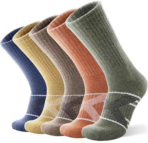 ANTSANG Calcetines de Senderismo Caminata en Lana Merino Cálidos con Tela Térmica Espesos con Amortiguamiento Transpirables para Hombre Mujer(36-42, Surtido D)