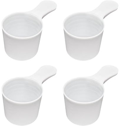 4 cucharas de proteína de 70 ml, cucharadas medidoras de leche en polvo, cucharas de detergente para lavandería, cucharas de plástico blanco