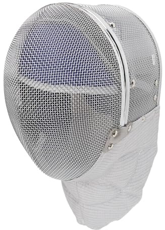 Casco de Esgrima de Malla de Acero, Máscara de Esgrima de Cuero PU para Protección de la Cara y la Cabeza, Principiantes y Esgrimistas Experimentados (M)