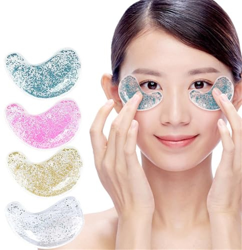 Parches de gel para debajo de los ojos, 4 pares de almohadillas de gel reutilizables para los ojos, compresa fría y caliente, parches de gel para ojeras, ojos hinchados, bolsas debajo de los ojos y
