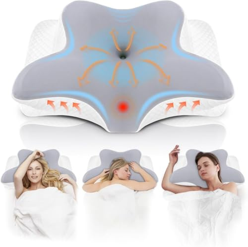 NVKHG Almohada Cervical de Espuma Viscoelástica Ergonómica, Almohada Ortopédica para Dormir de Lado, Boca Arriba y Vientre hacia Abajo, Mejora la Calidad del Sueño, 62 x 41 x 13/11 cm