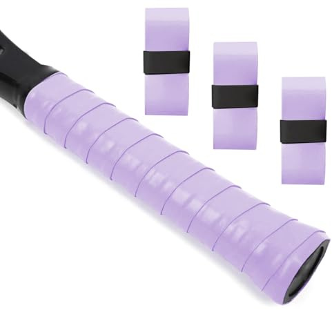 L LK SPORTS Tennis Racket Grip Tape, 3 Pack Precut Anti Slip Tennis Grip Tape, Absorbent Dry Feel Tennis Grips Overgrip for Tennis, Pickleball Purple