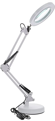 Artibetter 1 Set Lámpara de Escritorio LED Lupa de 5X, Plegable y Brazo Articulado Ajustable, Luz sin Sombras para Uso en Oficina, Estudio, Corporal y Manicura