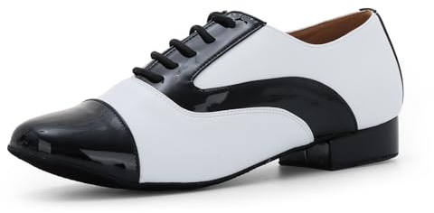 Syrads Mens Dance Shoes Synthetic Leather for Latin Tango Waltz Performance Ballroom Dancing Shoes,Black 10 UK