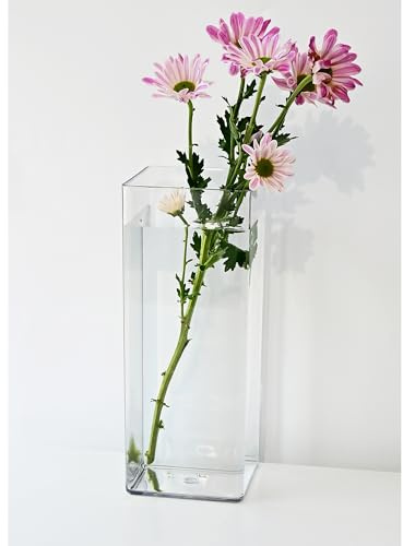 Modern Simplicity, Shatterproof Flower Vase, High-strength Plastic Vase for Fresh Artificial Flowers Preserved Plant, Perfect for Home with Children or Pets - 1 vase, 25cm tall, Clear