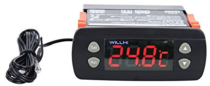 NAMVO 10 A/220 V – 50 ℃ till 110 ℃ Digital temperaturkontrolltermostat brett spektrum Celsius C/F-l?ge f?r reptil, husdjur, akvariekylsk?p, golvv?rme