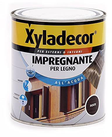 Xyladecor IMPREGNANTE ALL' ACQUA per Legno vernice Fondo per Interni ed Esterni, Inodore, colore NOCE 750ML, 750 ML
