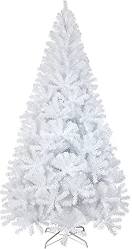 LOKIPA White Christmas Tree, 7ft Artificial Bushy With 1600 Tips and Metal Stand