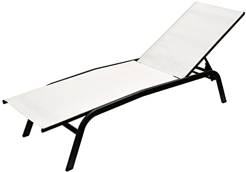 Yellowshop - DECK Lettino prendisole da giardino terrazzo piscina reclinabile in 4 posizioni in acciaio e textilene Beige, Bianco o Tortora (Bianco)