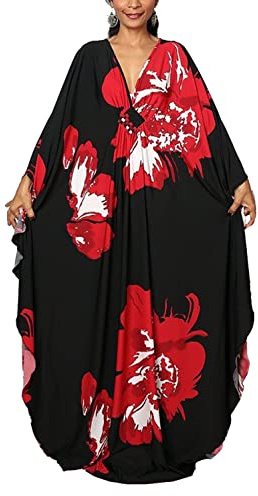 L-Peach Camicia da Notte Oversize da Donna Kaftan Bohemien Maxi Loungewear Abito da Spiaggia