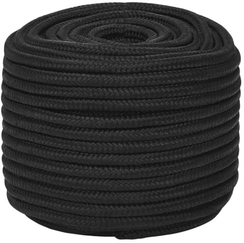 vidaXL Bootsseil Ankerleine Festmacher Tauwerk PP Leine Seil Tau Polypropylenseil Geflochten Flechtleine Schwarz 14mm 25m Polypropylen